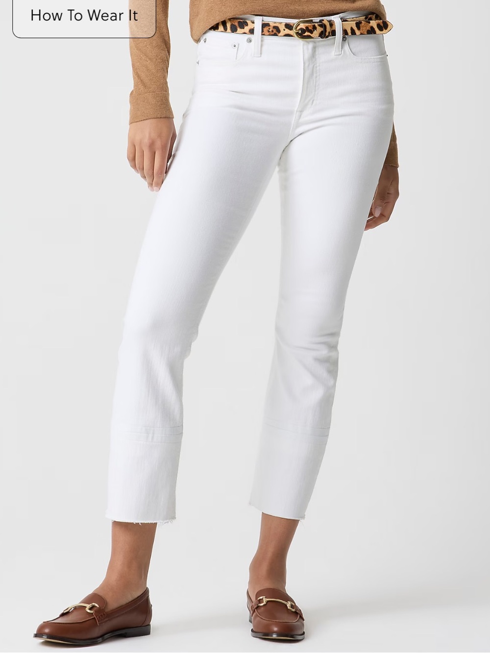 J. Crew Factory Flare crop white jean in signature stretch, 34